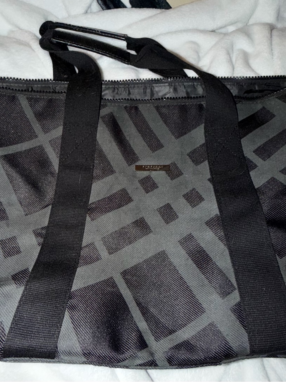 Burberry Black Geometric-Pattern Tote Bag